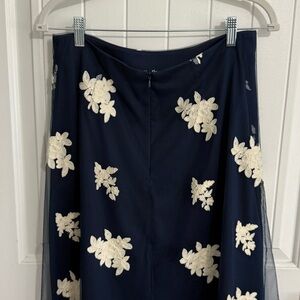 Elegant Navy Floral Skirt